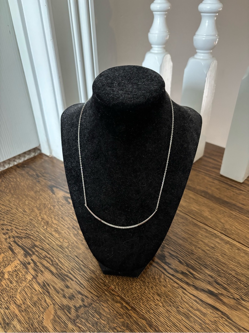 Stella & Dot Silver Curved Bar Necklace